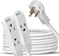Flat 3-Outlet Extension Cord 25 Ft for Indoor Use by Bindmaster- UL-Listed 3-Prong Multi Extension Wire- Space-Saving Flat Angled Extension Cord (1 Pack) by BindMaster