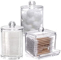 Tbestmax Bathroom Organizer Accessories Set-10 OZ,7 OZ Qtips Holder Storage with Clear Plastic Lids, Cotton Ball/Swabs Dispenser, Apothecary Container Jar 3 Pcs by Tbestmax