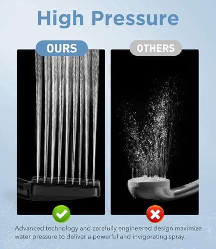 MakeFit Filtered Shower Head Black - 6 Modes High Pressure Handheld Shower Head with Filter Mineral Beads, Detachable Handheld Showerhead Set with Stainless Steel Hose and Shower Arm Bracket - Image 6