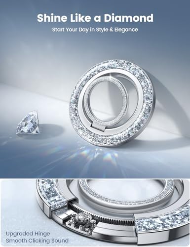 Lamicall Magnetic Phone Ring Grip for MagSafe, Glitter Silver Holder Stand - Image 3