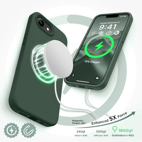 GolbinBox Magnetic for iPhone 17e/16e Case, Silicone Cover, Army Green - Image 3