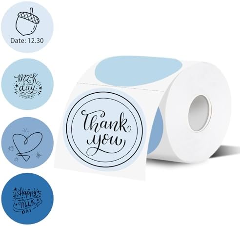 3 Inch Thermal Label,Blue Round Thermal Printer Label,Waterproof Thermal Stickers for DIY Logo Design,Name Tag,Thanks Card 300 Labels/Roll (Blue) by Unknown