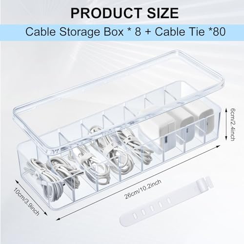 Tatuo Cord Organizer Box with Lid, Clear, 8 Pack - Image 2