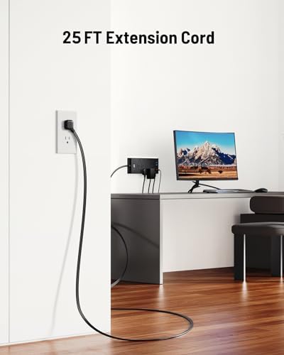 Surge Protector Power Strip 4800J, LeZone 25Ft Long Extension Cord Flat Plug, 12 Outlets 2 USB C 2 USB Ports, Wall Mountable, Desk Charging Station, Black - Image 3