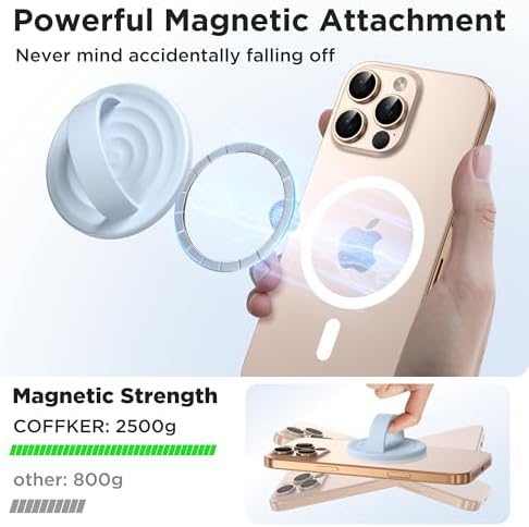 Magnetic Phone Grip for MagSafe, Silicone Ring Grip, Baby Blue - Image 3