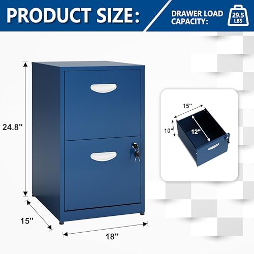 Polup 2 Drawer File Cabinet with Lock, Metal Filing Cabinet for Home Office - Image 3