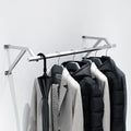 Wall Mounted Clothes Rack with Top Shelf, Heavy Duty Stainless Steel Industrial Clothing Rack ，Metal Shelf Multi-Purpose Hanging Rod，Space-Saving Closet Storage for Bedroom Laundry Room by Unknown