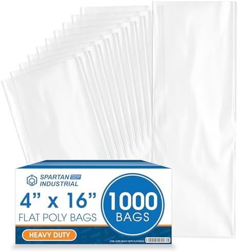 4" X 16" Open-End Flat Poly Bags (1000 Count) - 2 Mil Clear by SpartanIndustrial