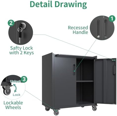 10-Piece Heavy Duty Steel Garage Cabinet System | All-in-One Modular Garage Cabinet Set for Ultimate Workshop Organization | Easy Assembly Garage Storage Cabinets & Tool Bench (Black) - Image 6