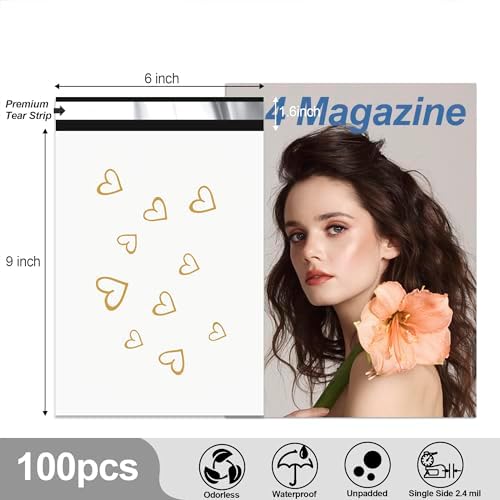 JinRuiKJ Thank You Poly Mailers 6x9 Inch, 100 PCS, White - Image 2