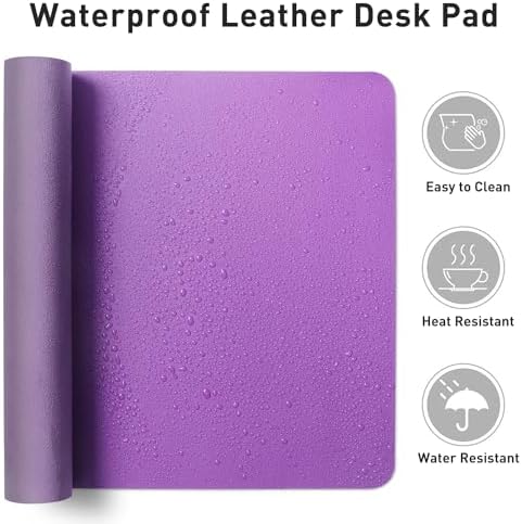 Aothia Leather Desk Pad Protector, Mouse Pad, Office Desk Mat, Non-Slip PU Leather Desk Blotter, Laptop Desk Pad, Waterproof Desk Writing Pad for Office and Home (36" x 17", Iris Violet) - Image 6
