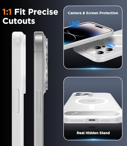 Temdan Magnetic Compatible with iPhone 14 Pro Max Case, [Built-in Invisible Kickstand][Compatible with MagSafe] [Military Grade Shockproof] Slim Translucent Matte Phone Case for iPhone 14 Pro Max 6.7" - Image 6