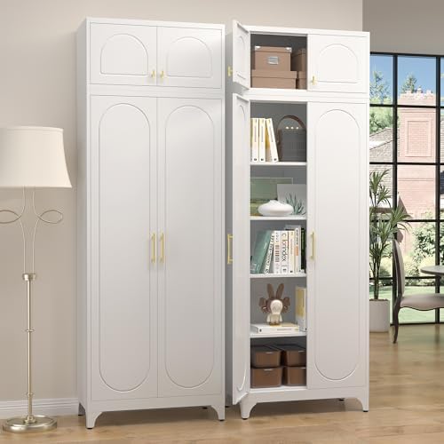 SteeLoong 90"Metal Pantry Storage Cabinet with Doors & 4 Adjustable Shelves by Steeloong