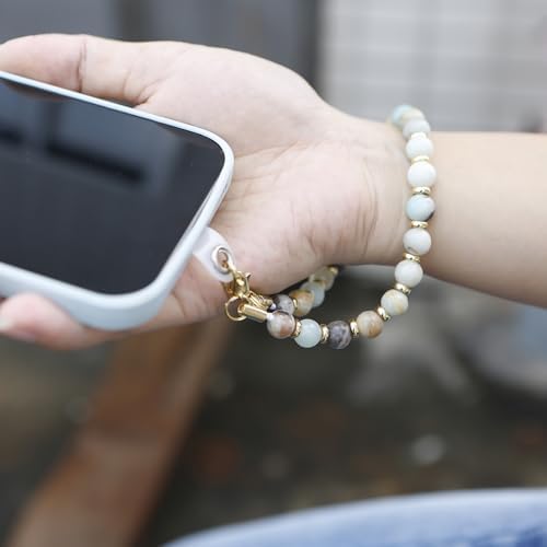 TENOC Marble Beaded Phone Wrist Strap, Amazonite - Image 5