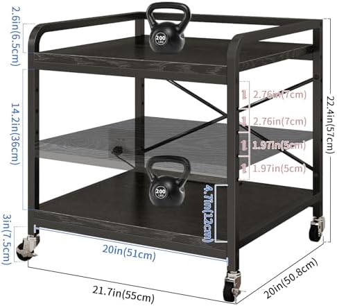 METYERRY Under Desk Printer Stand with Power Outlet, Adjustable Shelf,Black - Image 3
