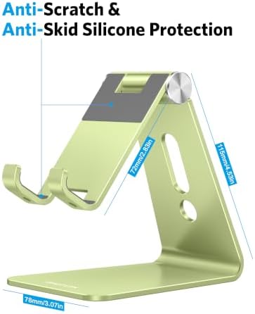 OMOTON C2 Adjustable Aluminum Cell Phone Stand with Charging Cutout, Green - Image 3