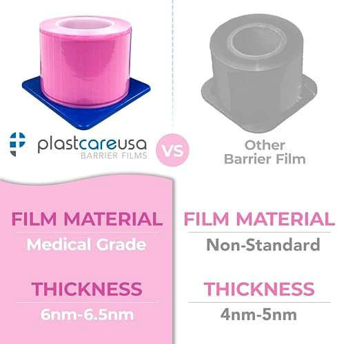 Pink Barrier Film Roll 4"x6" - 6.5nm Thickness Medical Grade Surface Protective Dental Barrier Film for Dental, Medical, Tattoo - Easy Peel, Non-Stick Tape (1 Box of 1200 Sheets) By PlastCare USA - Image 5