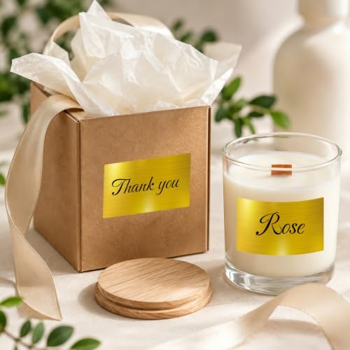 1 * 2Inch Holographic Gold Thermal Labels, Waterproof Printable Direct Thermal Stickers, Self-Adhesive for Small Business Logo, QR Code, Price Tag & Packaging, 300Pieces/Roll - Image 2