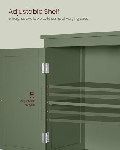VASAGLE Bathroom Floor Cabinet with 2 Doors, 2 Drawers, Forest Green - Image 6