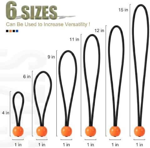 30 Pack Ball Bungee Cord, Heavy Duty Bungie Cord (6" 9" 11",BlackOrange) - Image 2