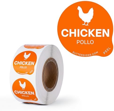 Chicken Food Labels 500pcs 1" Dot Bold Stickers by SutterSigns