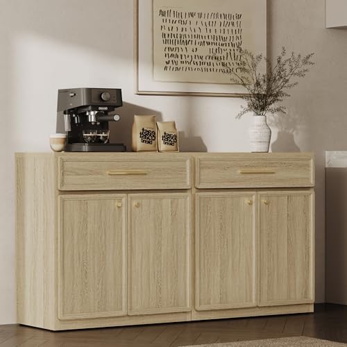 SICOTAS Buffet Cabinet with Storage Tall Modern Accent Storage Cabinet with Doors and Shelves 90 inch Wide Wooden Sideboard Credenza Buffets Console Table Coffee Bar for Kitchen Dining Living Room - Image 6
