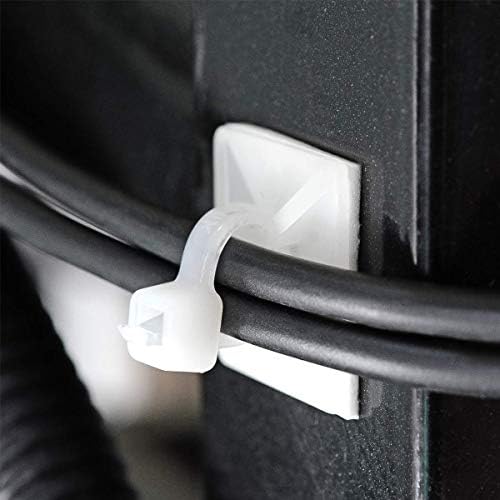 200pcs 3/4" Back-Glue Self Adhesive White Strong Cable Zip Tie Mounts with 8" Ties, Screws, Outdoor Sticky Wire Fasteners Cable Clips Management Anchors Organizer Holders Squares - Image 4