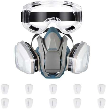 Respirator with Full Face for Adults, Paint Respirator with Goggles, 4.33x5.12 Inches by Unknown