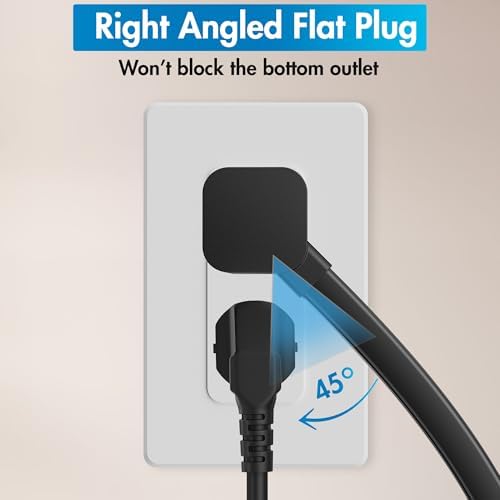 3 Outlets Flat Plug Extension Cord 10FT, 3 Prong Thin Grounded Power Strip, Right Angled Flat Plug, Low Profile Flat Indoor Cable, NISPT-2 16/3 AWG, 13A/125V/1625W, ETL Listed, Black, 25 Zip Ties - Image 4