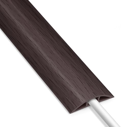Cord Covers for Wires on Floor 6FT, LZEOY Cord Cover Floor, Wood Black Floor Cable Management, Cable Protector Prevent Cable Trips Floor Cable Covers for Cords, Cable Cavity: 0.47" (W) x 0.24" (H) by LZEOY