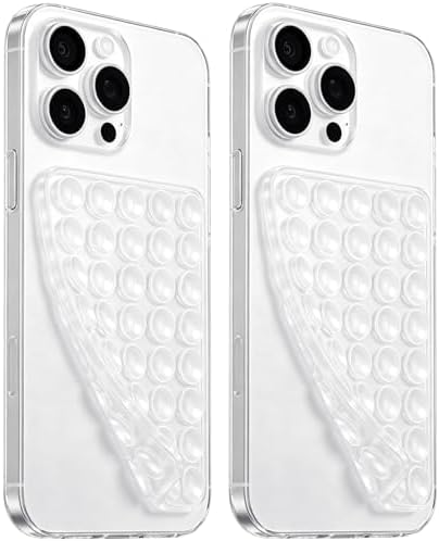 Anteel 2 Pack Silicone Suction Cup Phone Case Mount Double Sided, Hands-Free Silicon Phone Grip with Higher Suction Power for Selfies and Videos, Non Slip Phone Accessories (Translucent) by PKYAA