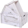 Farmhouse Antique White Wooden Crate For Storage,Rustic Decorative Boxes,Set Of 3 Extra Large Nesting Wooden Storage Crates For Home Decor,Handmade Natural Solid Wood Box (Rustic White) by SENRYEE