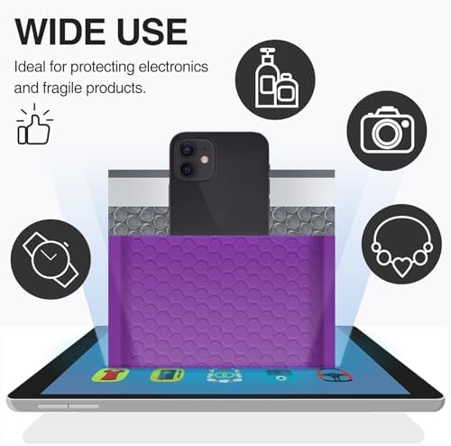 UCGOU Bubble Mailers 8.5x12" 25 Pack Usable Size 8.5x11" Purple Padded #2 - Image 5