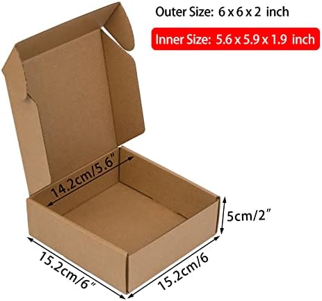 6x6x2 Inches Shipping Boxes Pack of 25, Brown Corrugated Cardboard Boxes for Small Bussiness, Packing and Mailing - Image 2