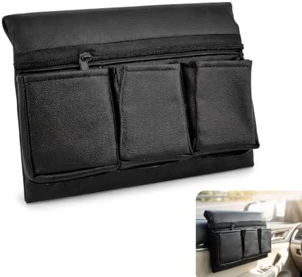 Car Door Window Armrest Storage Organizer, Leather Ergonomic Door Arm Rest Pad with Multi Pocket, Auto Side Door Storage Bag for Phone Keys Small Items, Universal for Most Cars (Black) by Unknown
