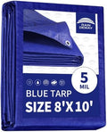 RAINDEWAY Tarps 8x10 Feet 5 Mil Blue Waterproof Multipurpose Tarp by RAINDEWAY