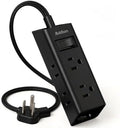 Addtam Flat Plug Power Strip with 6 Outlet Extender, 3 FT Extension Cord Flat Wall Plug with Multiple Outlets, No Surge Protector for Cruise Ship, Travel, Dorm, Home Office, Cruise Essentials, Black by Addtam