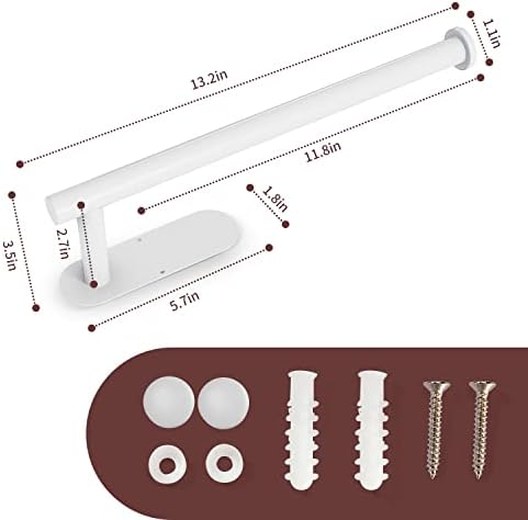 DEKAVA Under Cabinet Wall Mount Paper Towel Holder, Self-Adhesive Bar, Stainless Steel 13 inch (White, 1) - Image 3