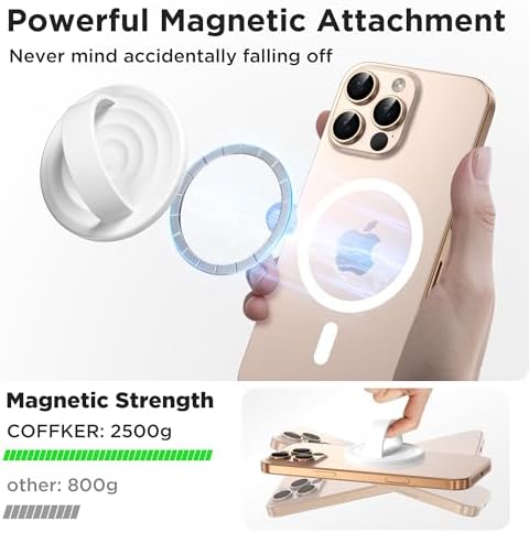 Magnetic Phone Grip for MagSafe, Silicone Ring Grip, White - Image 3