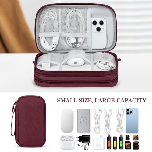 FYY Electronic Organizer, Travel Tech Pouch Bag, Medium, Wine Red - Image 6