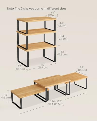 SONGMICS Cabinet Organizer Shelf, Set of 3 Spice Rack, Kitchen Storage - Image 5