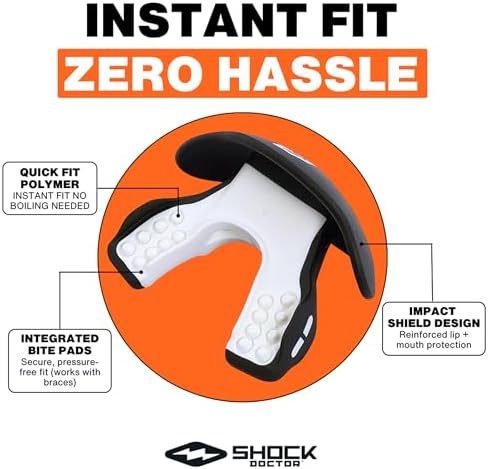 Shock Doctor Lip Guard, Adult and Youth Mouth Guard Football with Strap, Breathable Wide Opening Football Mouthpiece for Youth and Adults OSFA, Shock Doctor Mouth Guards, Max Airflow - Image 3