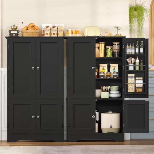 43”H Pantry Cabinet with 4 Doors, Kitchen Cabinet with 6 Door Shelves - Image 5