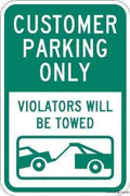 Indication Warning Sign Customer Parking Only Violators Will Be Towed, Green On White Wall Art Outdoor Indoor 12x8 Inches New Aluminum Metal tin Sign by Eletina