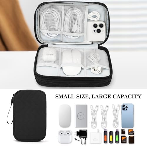 FYY Electronic Organizer, Travel Tech Pouch Bag, Large, Black Quilted - Image 6