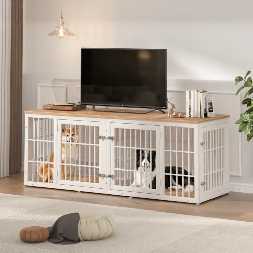 rehomerance 72" Heavy Duty Double Dog Crate Furniture for Large/Medium Dogs - Image 6