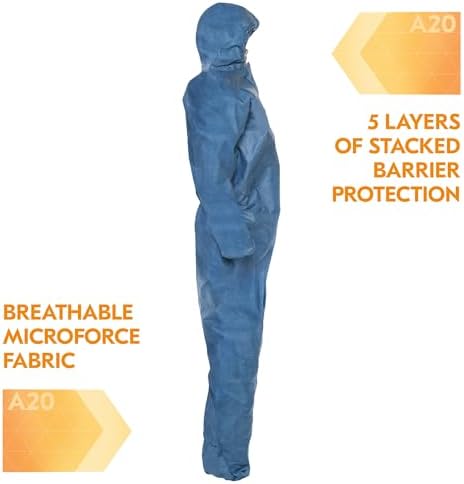 KleenGuard 58514 A20 Breathable Particle Protection Coveralls, X-Large, Blue (Case of 24) - Image 5