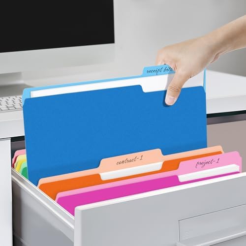 SUNEE File Folders, 36 Pack Manilla Folders 8.5 x 11, Colored File Folders Home Office School Supplies for Documents Files Paper, 6 Assorted Colors - Image 7
