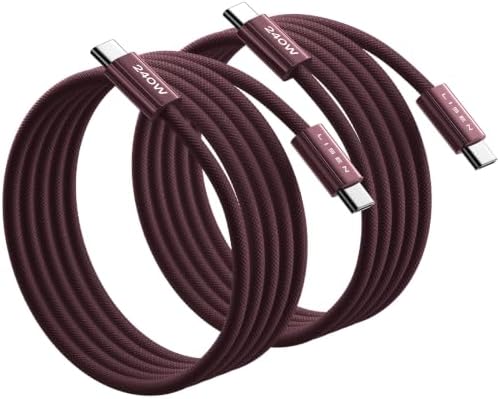 LISEN USB C to USB C Cable, 240W Fast Charging Cable (6.6FT+6.6FT) by Lisen