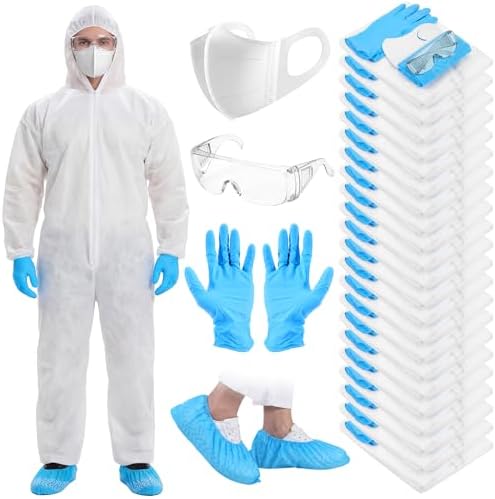 Unittype 15 Set Hazmat Suits Disposable Protective Coveralls Heavy Duty Full Body Painters Suit Breathable Waterproof by Unittype